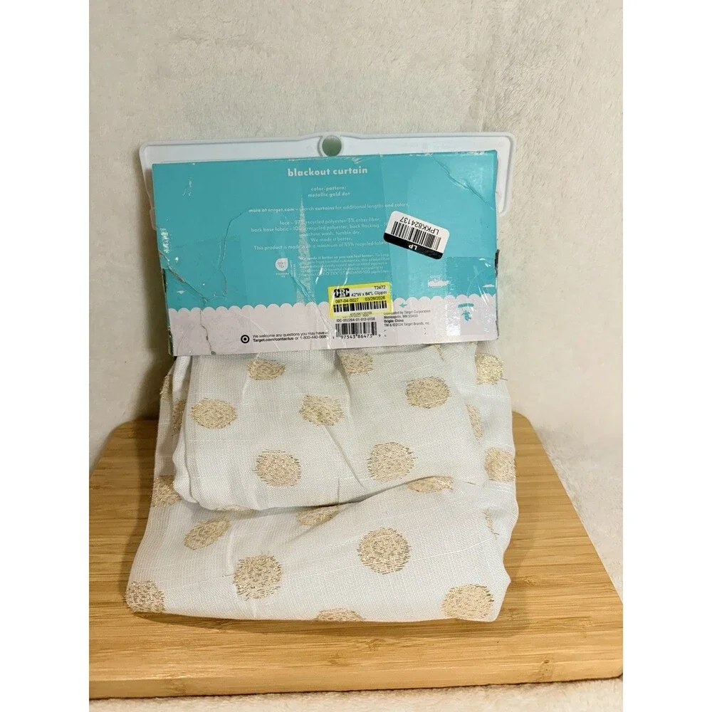 Pillowfort™ 42x84 Blackout Kids Curtain Panel Metallic Gold Dotted